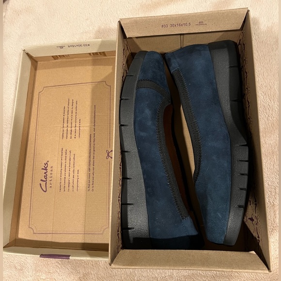 Clarks Navy Blue Suede Slip-On Loafers - Picture 2 of 7